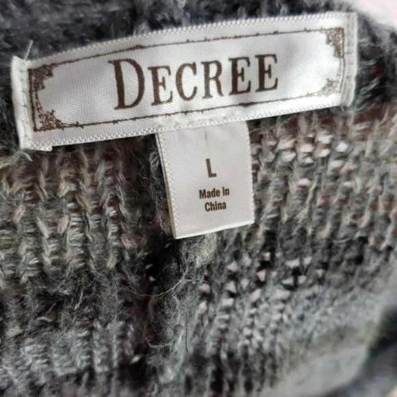 Decree Large Gray Tan Work striped kimono sweater‎ wrap front cardigan - Picture 5 of 6